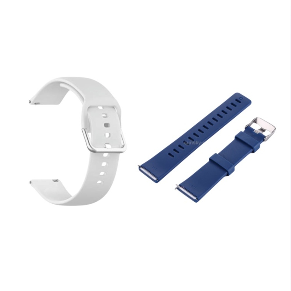 Letsfit / Fitbit Versa Compatible Watch Band | White & Navy Silicone - 2 pack